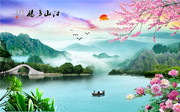 江山多娇山水风景电视墙