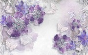 紫钻花卉蝶恋花电视墙图片
