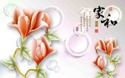 中式家和富贵电视背景墙下载