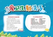 爱卫生勤洗手校园健康卫生教育墙贴