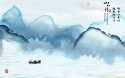 山水情水墨山水电视背景墙图片