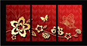 蝴蝶花纹藤蔓元素创意挂画矢量素材