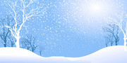 清新蓝色树林雪景背景图