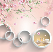 粉色天鹅唯美背景墙素材