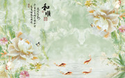 玉雕牡丹壁画图片
