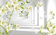 手绘百合花壁画图片
