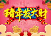 2019猪年发大财宣传海报图片