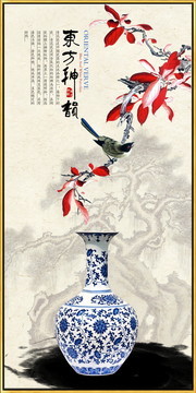 古典青花瓷装饰挂画