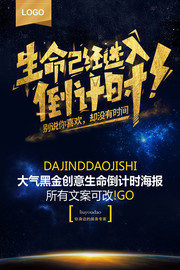 大气黑金创意生命倒计时海报