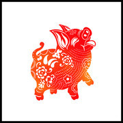 新年剪纸猪图片素材