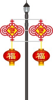 春节中国结灯杆旗设计