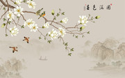 春色满园玉兰花壁画装饰画图片