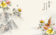 锦堂富贵牡丹花壁画图片素材