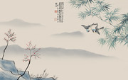 国画竹子电视背景墙装饰画图片