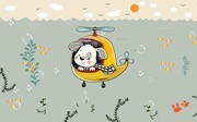 卡通狗狗游海底电视墙