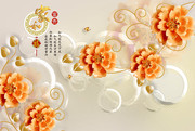 玉雕花朵装饰画图片素材