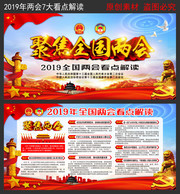 2019年两会七大看点解读展板