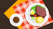 西餐牛排美食插画图片