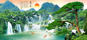 迎客松流水生财电子中堂画图片