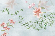 百合花大雁图案简约背景墙