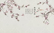 鸟语花香中国风墙布图片