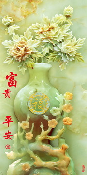 玉雕花瓶玄关壁画素材
