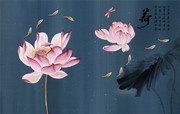 咏荷中式墙布墙纸图片