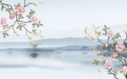 牡丹花开富贵水墨墙布墙纸图片