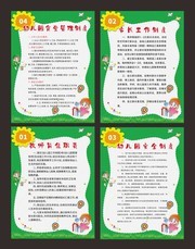绿色卡通幼儿园制度展板
