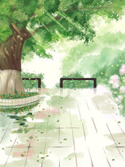 夏天清新插画背景图片素材