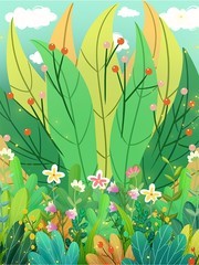 清新夏季花丛背景设计