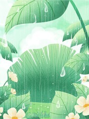 清新夏天雨中荷叶背景设计