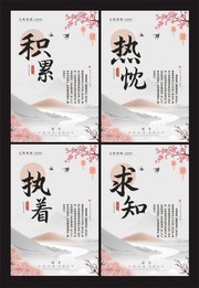 现代简约国学中华传统美德展板四件套