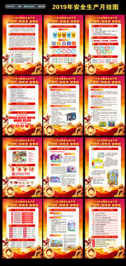 2019年全国安全生产月主题挂图模板