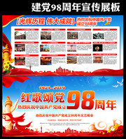 建党98周年宣传展板设计素材