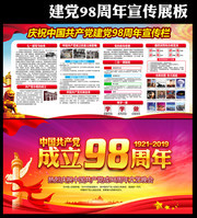 建党98周年宣传栏设计模板