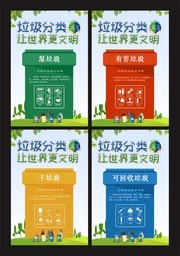 绿色高端垃圾分类宣传四件套