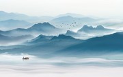 古风中国风山水画壁画图片