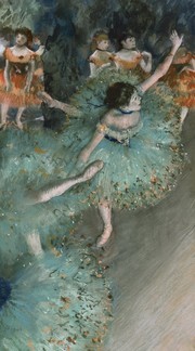 穿绿衣服的舞蹈演员德加油画作品图片