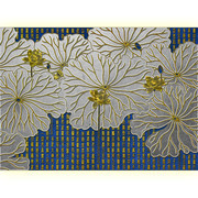 金属浮雕荷花背景墙壁画