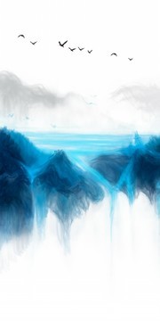 意境山水画玄关图片