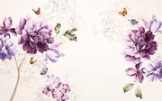 紫色花朵复古背景墙