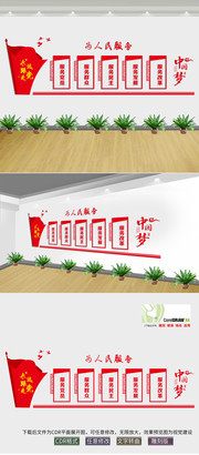 为人民服务党建文化墙