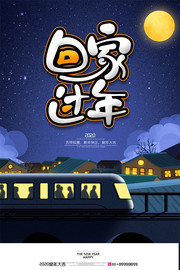 回家过年2020年新年海报模板