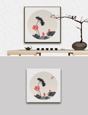 鼠绘荷花装饰画