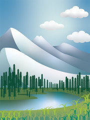 雪山风景山水矢量图