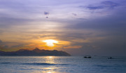 大海大山夕阳风景摄影
