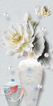 珍珠荷花立体装饰画