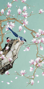 传统花鸟画玄关图片