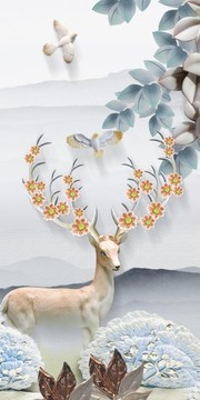 简欧梅花鹿玄关图片